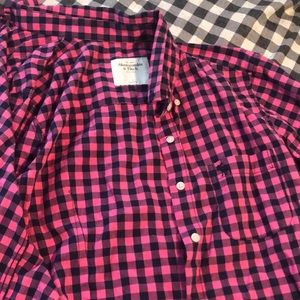 Abercrombie pink and blue flannel